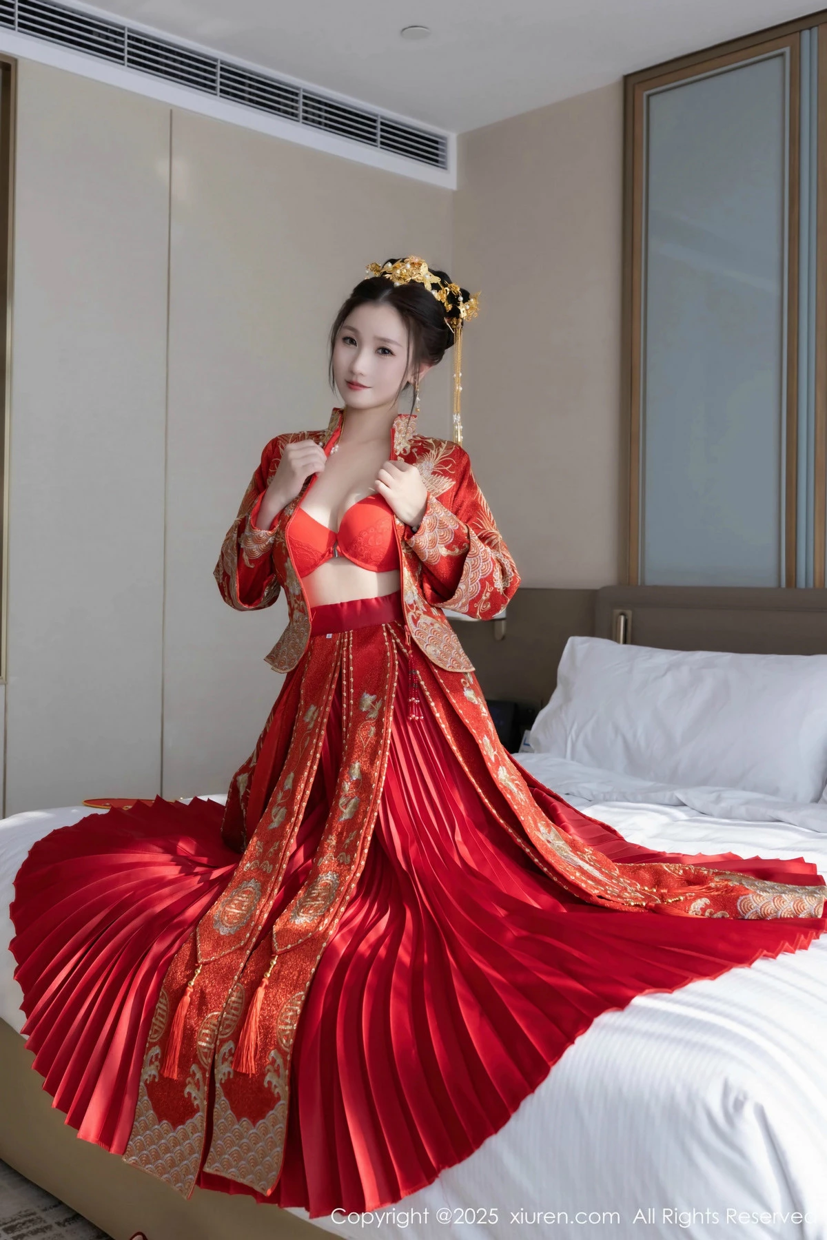 秀人集.com_[XiuRen秀人网]No.9811_模特杏子Yada性感新娘装红色情趣内衣配超薄肉丝秀美腿诱惑写真84P