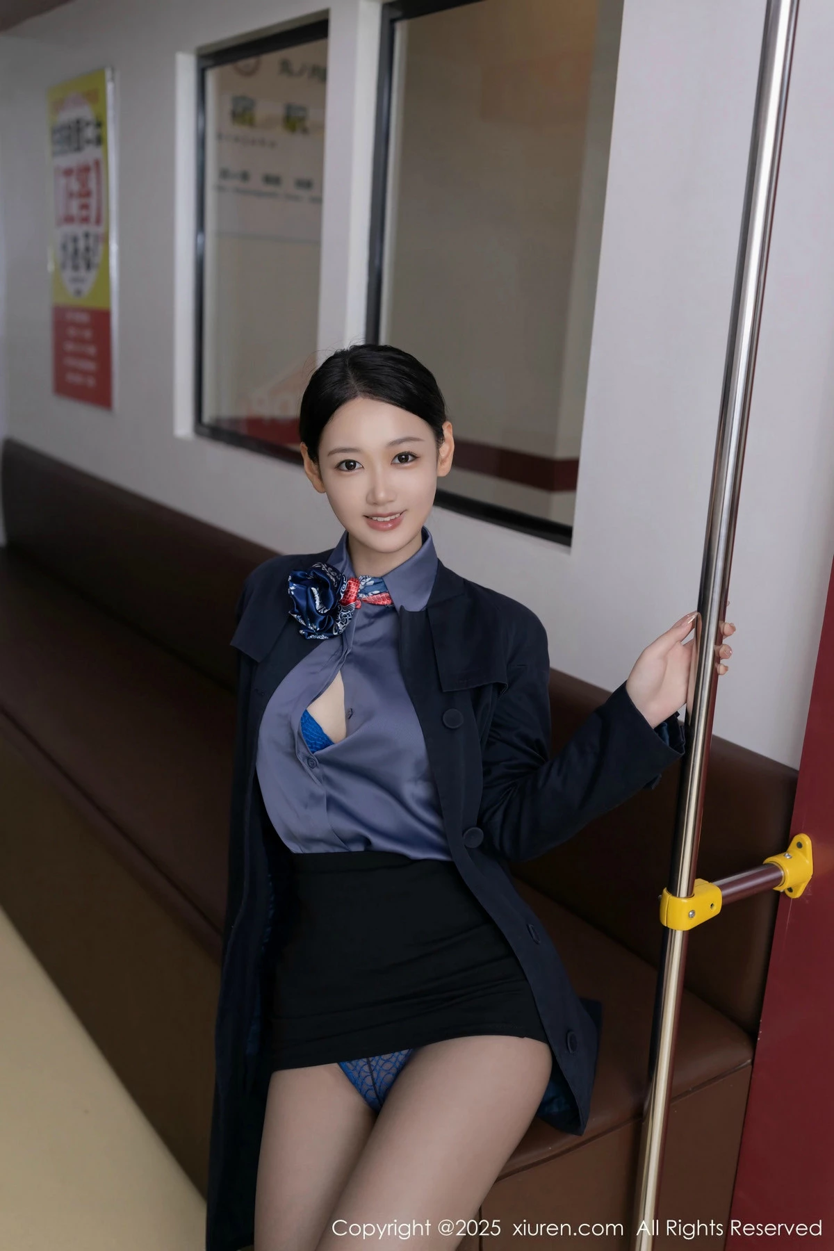 秀人集.com_[XiuRen秀人网]No.9824_模特唐安琪性感深色空姐制服露蓝色蕾丝内衣秀曼妙身姿诱惑写真83P