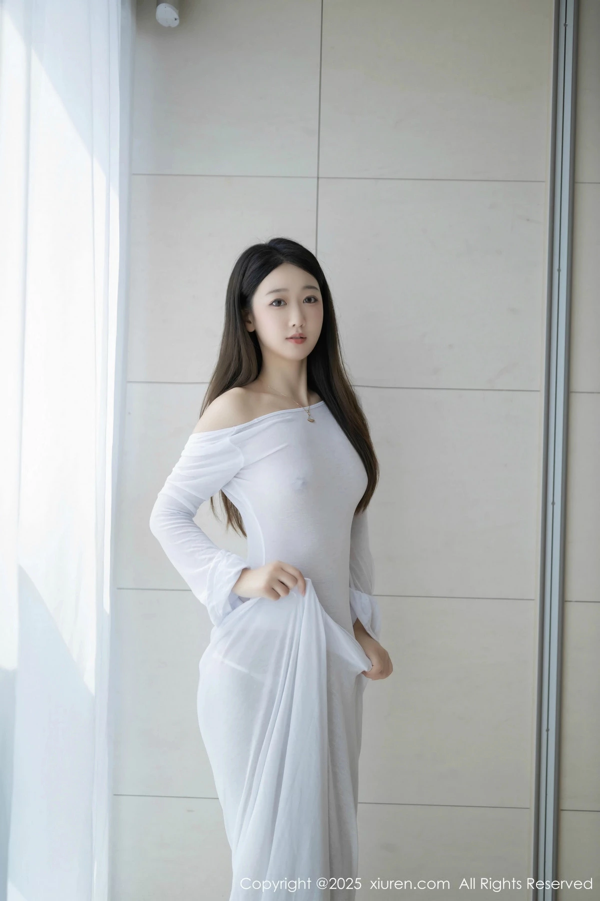 秀人集.com_[XiuRen秀人网]No.9840_模特唐安琪性感白色连衣长裙配开档肉丝秀曼妙身姿撩人诱惑写真84P