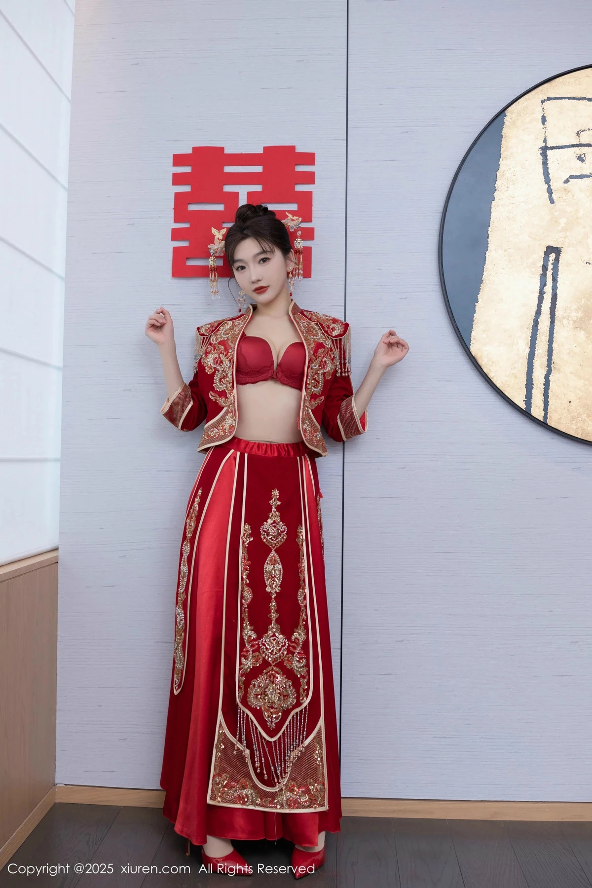 秀人集.com_[XiuRen秀人网]No.9770_模特陆萱萱性感新娘装露红色内衣配超薄肉丝秀柔美身材诱惑写真82P