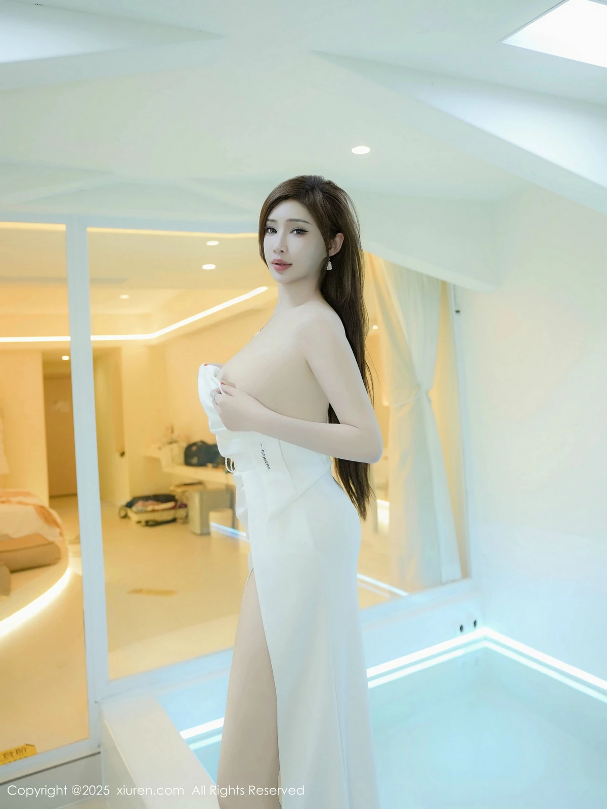 秀人集.com_[XiuRen秀人网]No.9782_女神Carol周妍希浴室场景白色礼服配超薄肉丝秀丰满身材诱惑写真47P