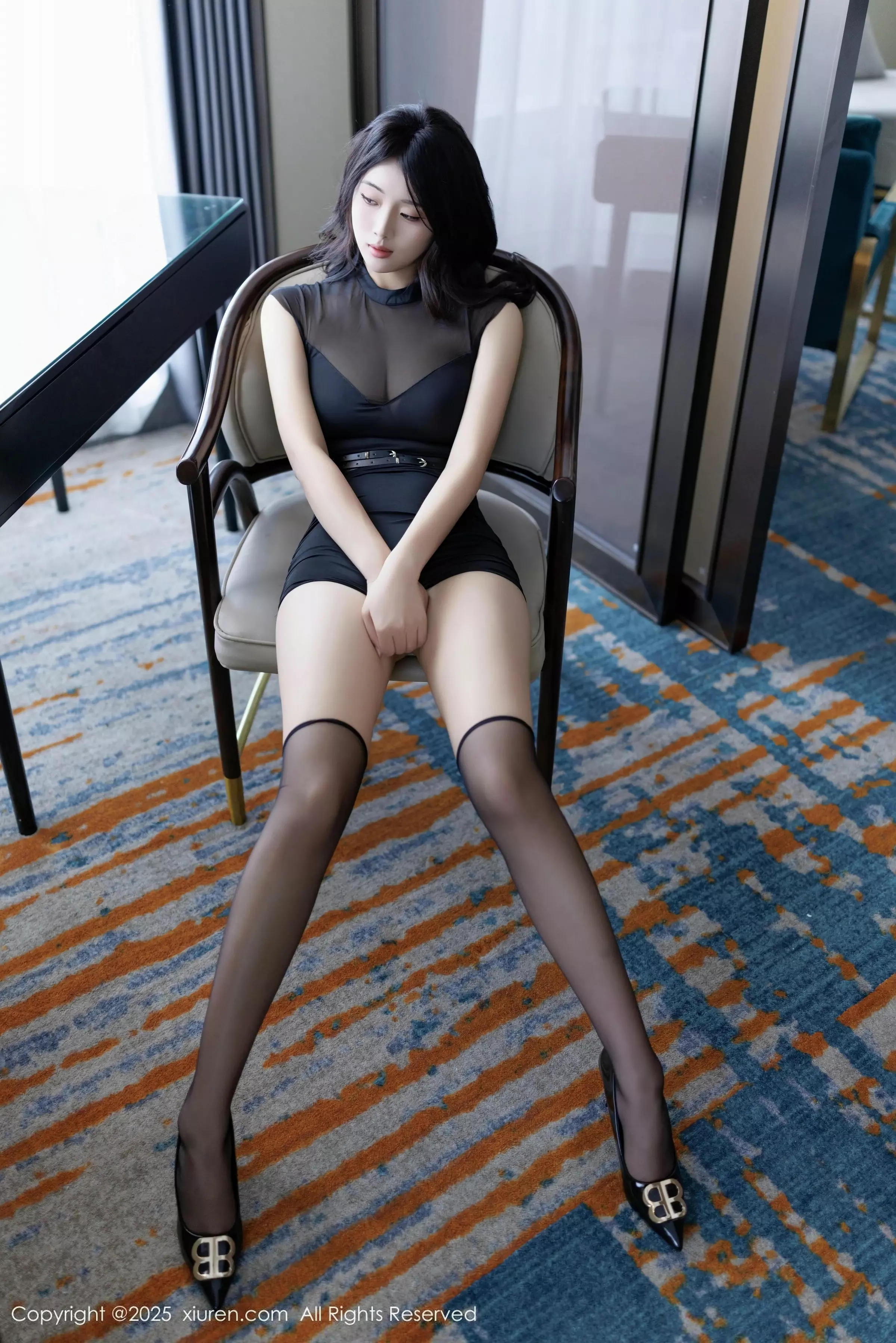 秀人集.com_[XiuRen秀人网]No.10004_模特南乔性感黑色连衣短裙露黑色蕾丝内衣秀雪嫩肌肤诱惑写真80P