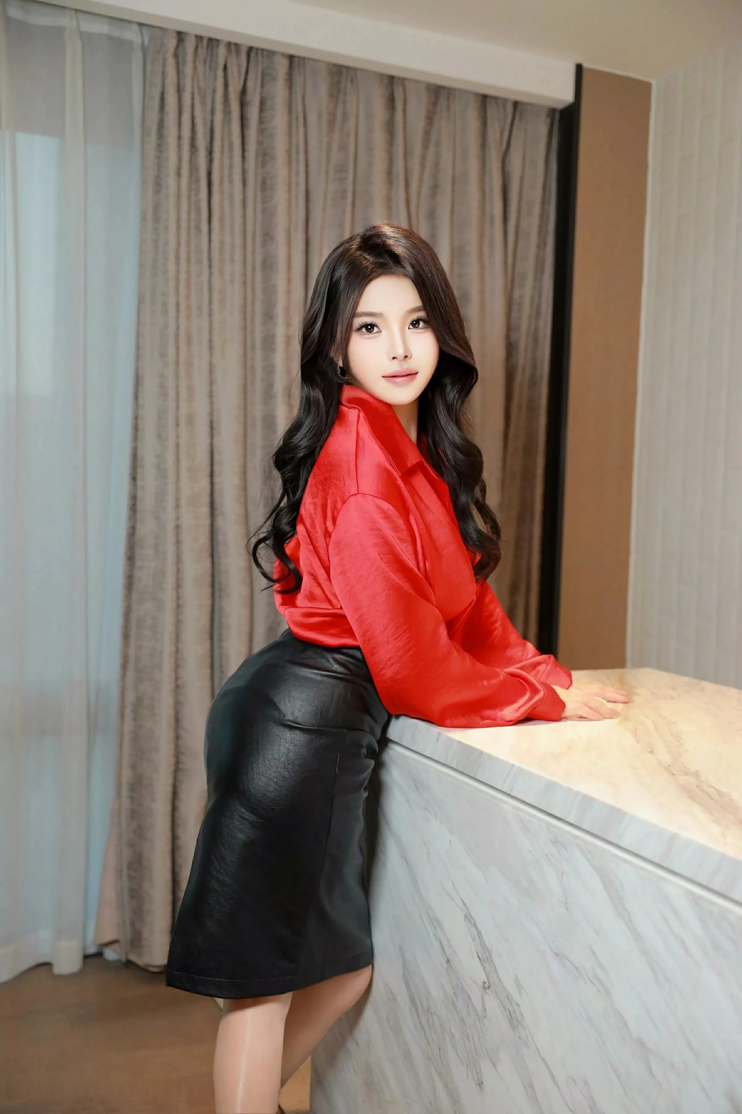 秀人集.com_[XiuRen秀人网]No.10138_模特麦田性感红色衬衫配黑短裙露开档肉丝秀婀娜身姿诱惑写真56P