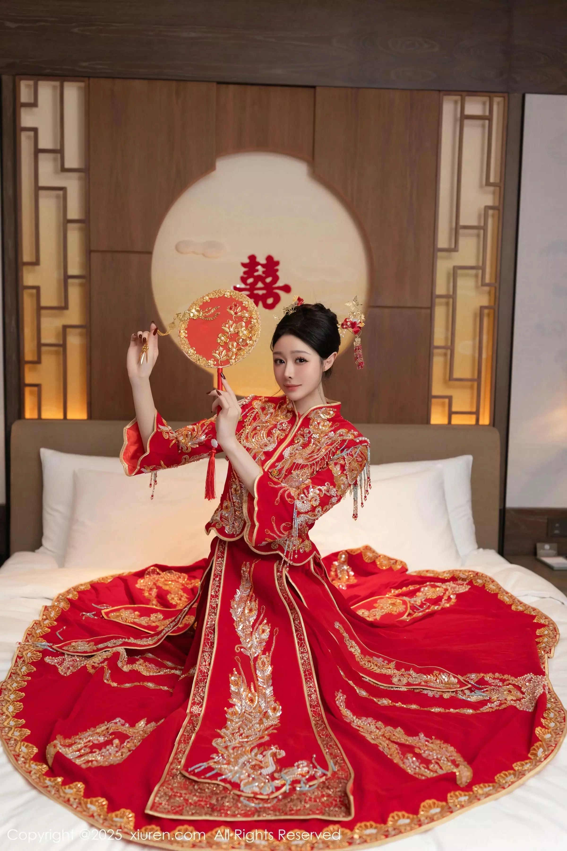 秀人集.com_[XiuRen秀人网]No.10055_模特小逗逗新婚主题性感红色蕾丝内衣配黑丝吊袜完美诱惑写真82P