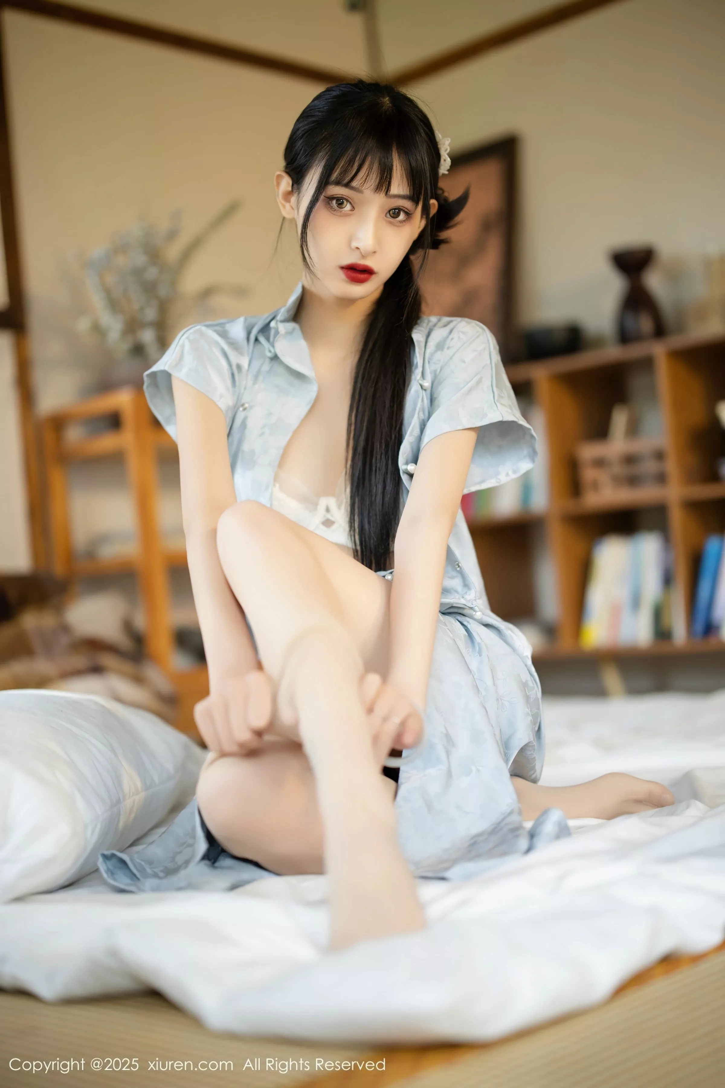 秀人集.com_[XiuRen秀人网]No.10278_模特茂木希子日式旗袍露白色内衣配肉丝袜秀完美曲线诱惑写真80P