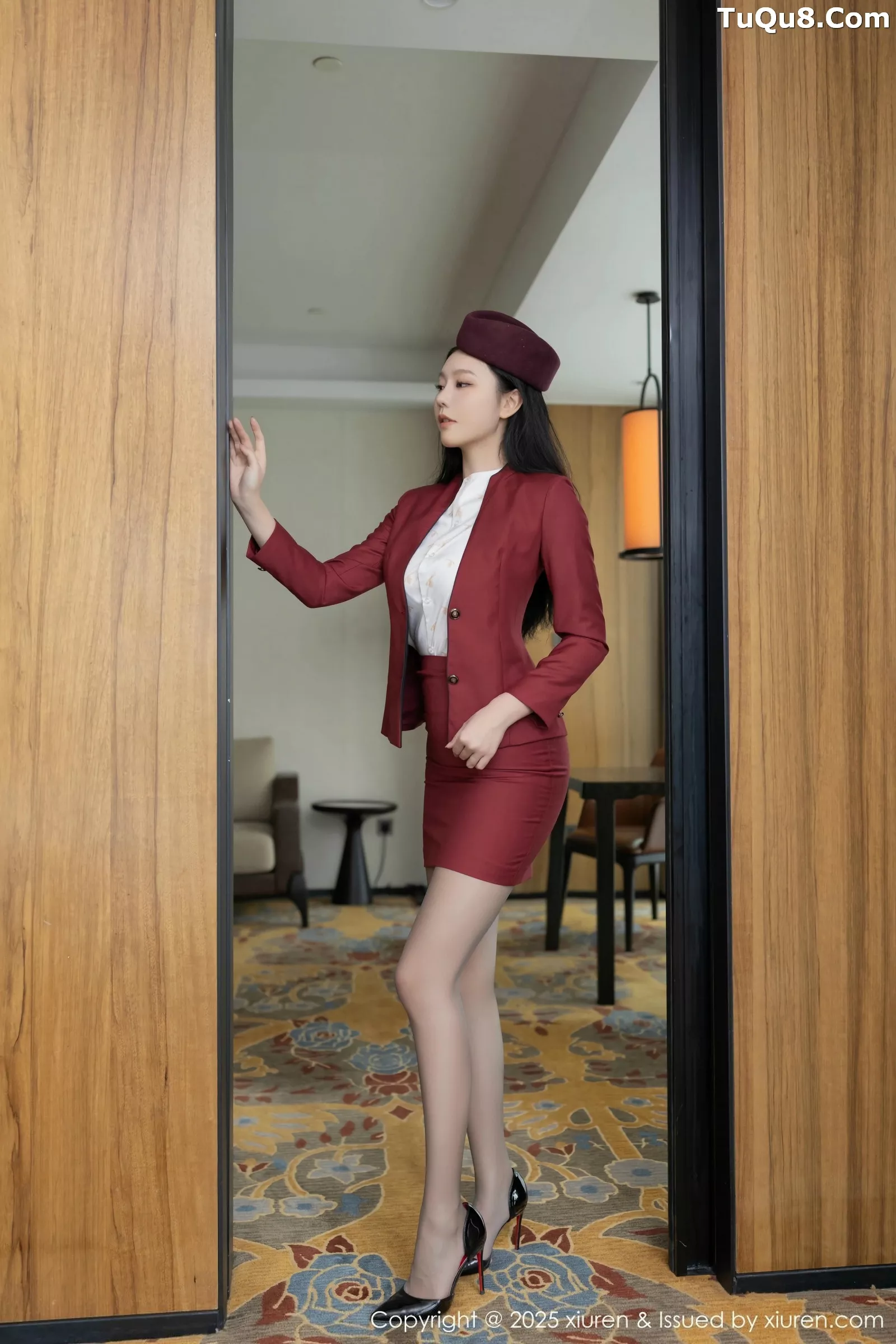 秀人集.com_[XiuRen秀人网]No.10333_模特安然anran红色空姐制服露黄色蕾丝内衣秀完美身材诱惑写真80P