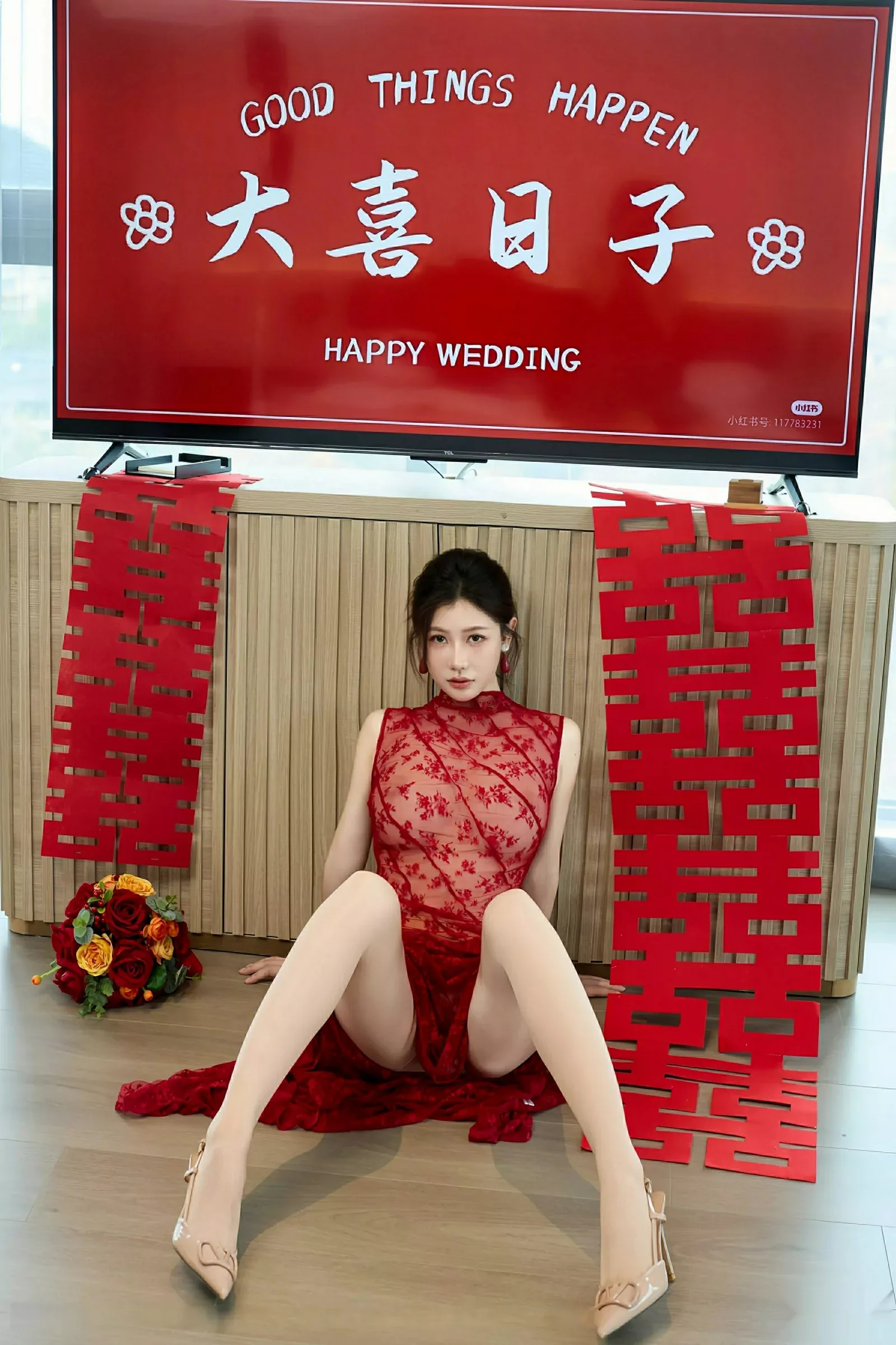 秀人集.com_[XiuRen秀人网]No.10578_模特尹甜甜性感红色新娘晨袍配肉色丝袜秀完美身材迷人诱惑写真69P