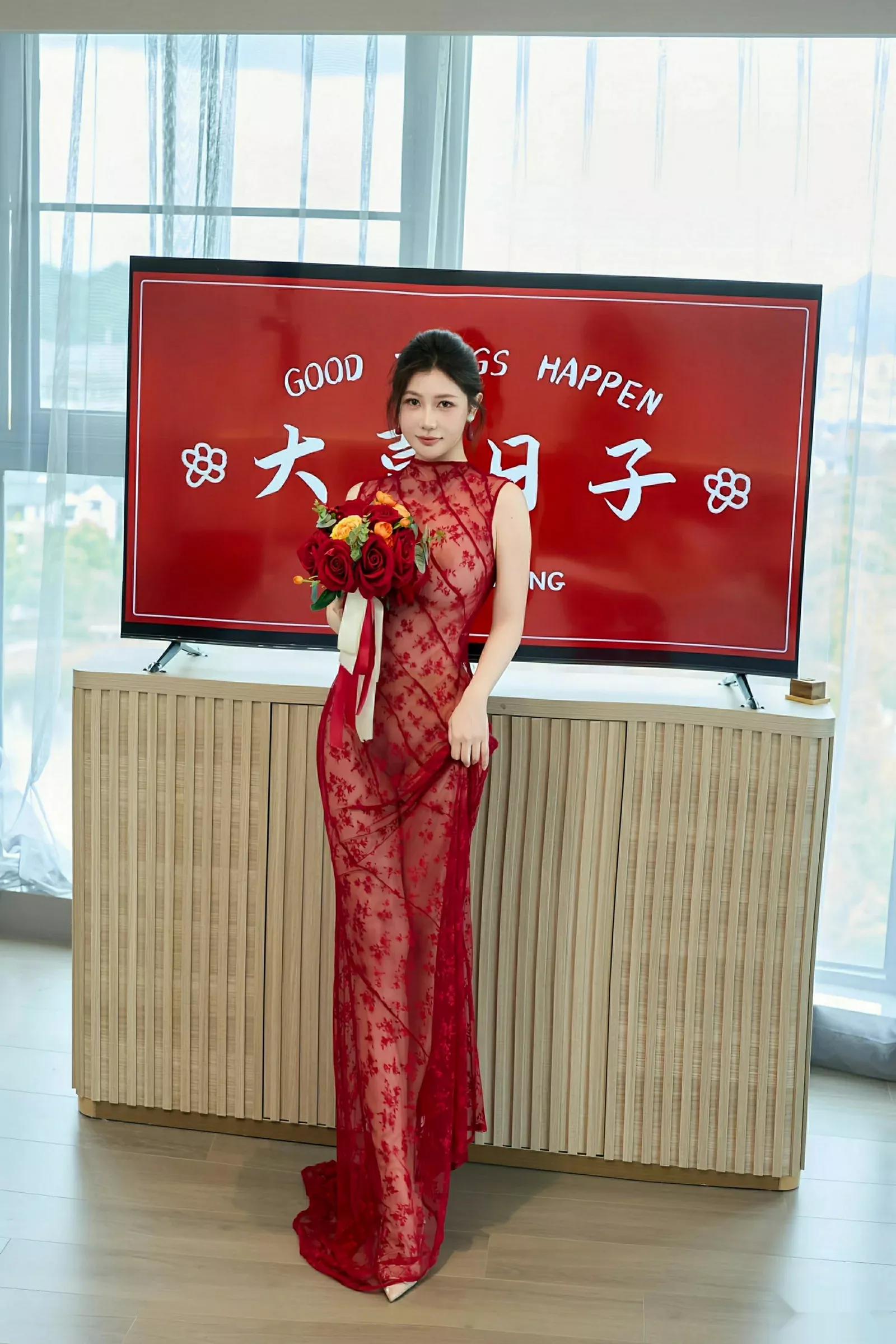 秀人集.com_[XiuRen秀人网]No.10578_模特尹甜甜性感红色新娘晨袍配肉色丝袜秀完美身材迷人诱惑写真69P