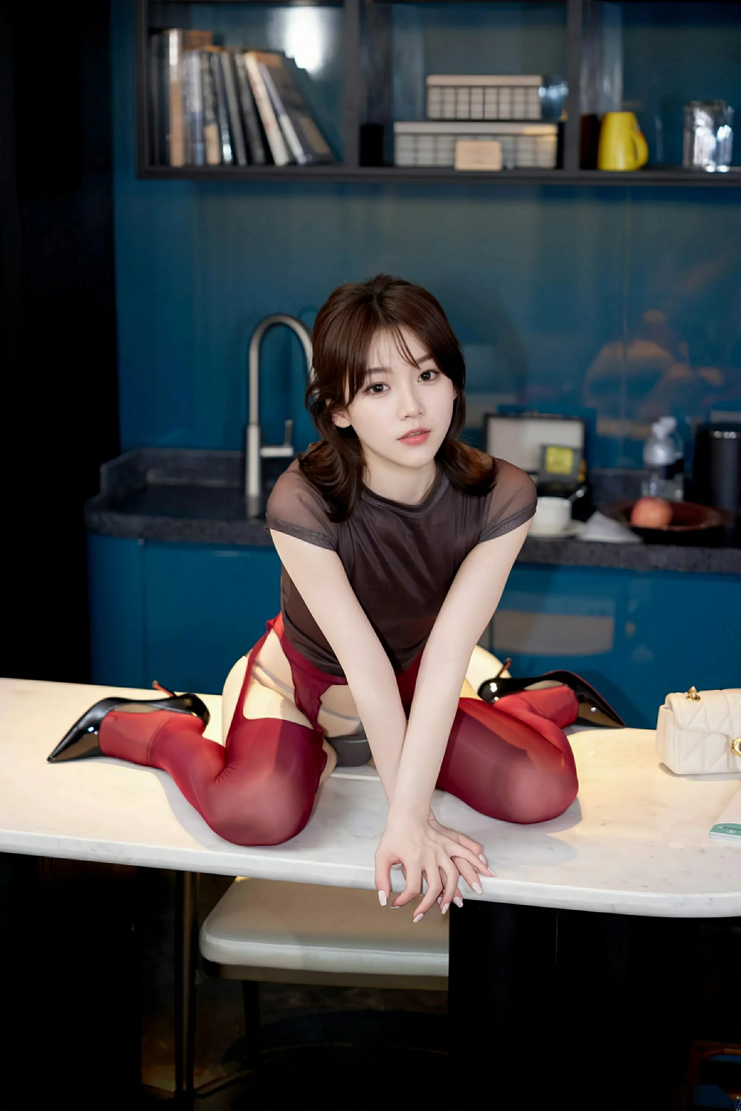 秀人集.com_[XiuRen秀人网]No.10633_模特汁汁时尚穿搭性感黑色衬衫配红丝吊袜秀曼妙身姿诱惑写真57P