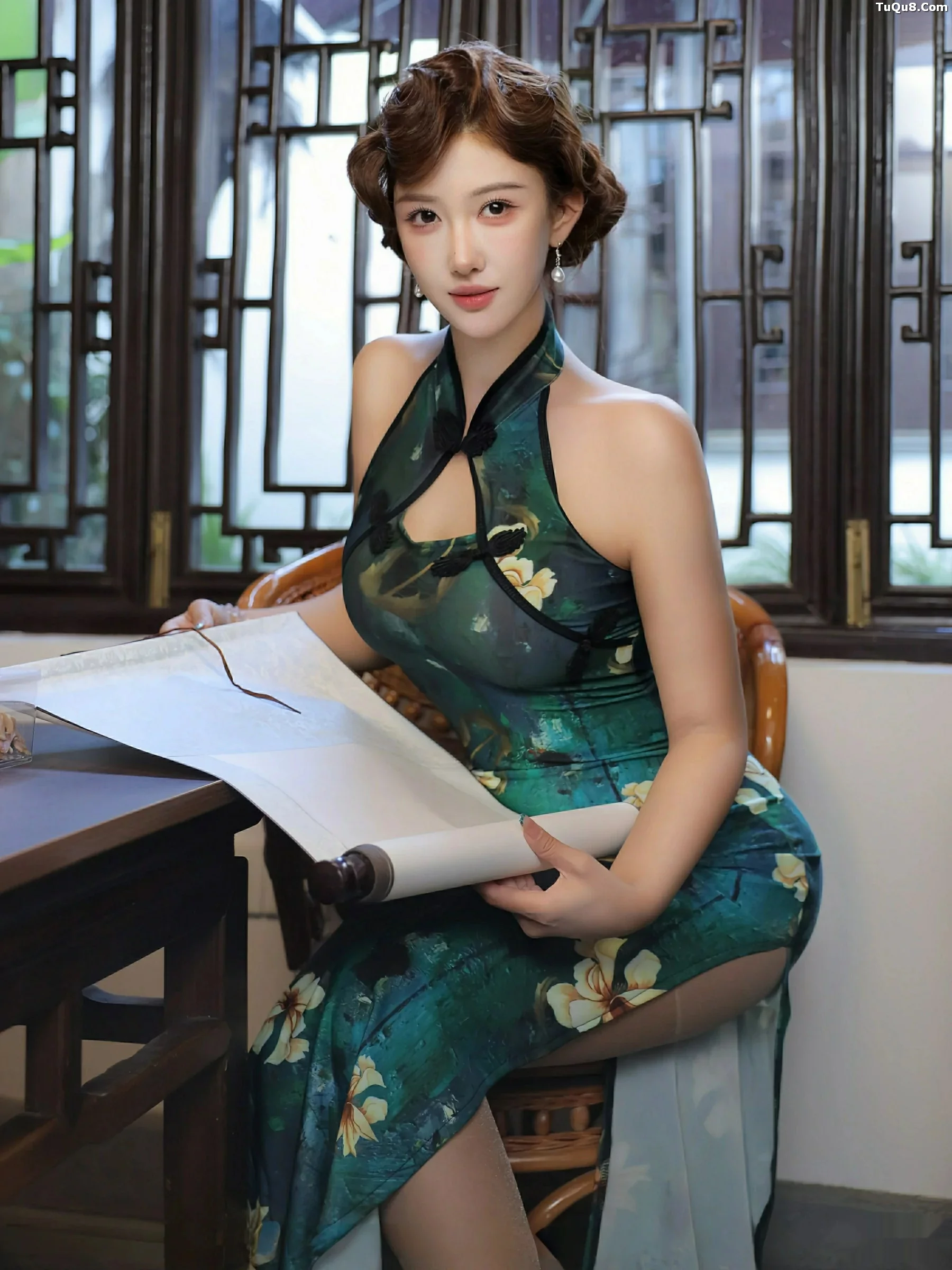 秀人集.com_[XiuRen秀人网]No.10815_模特金允希Yuki性感绿色旗袍配超薄肉丝秀丰腴身材迷人诱惑写真78P