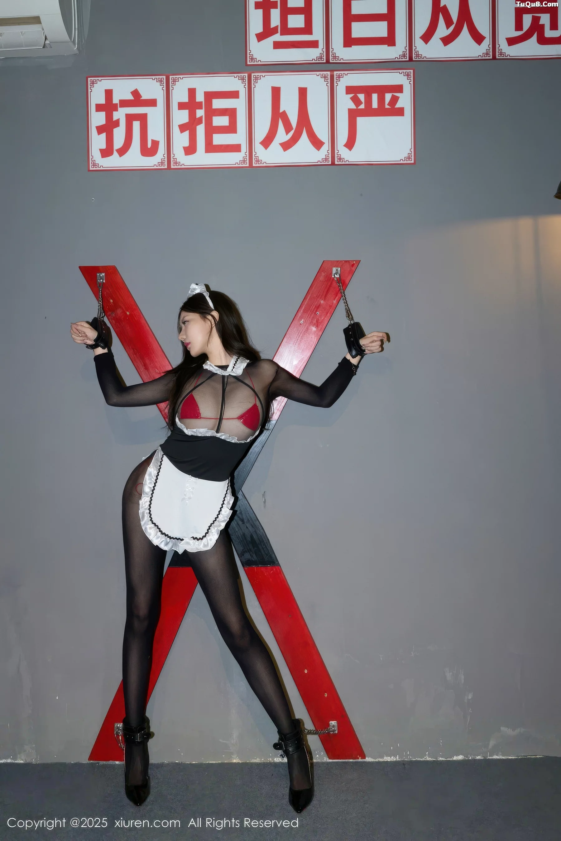 秀人集.com_[XiuRen秀人网]No.10957_模特尹甜甜sunny性感女仆装露黑色连体丝袜秀惹火身材诱惑写真85P